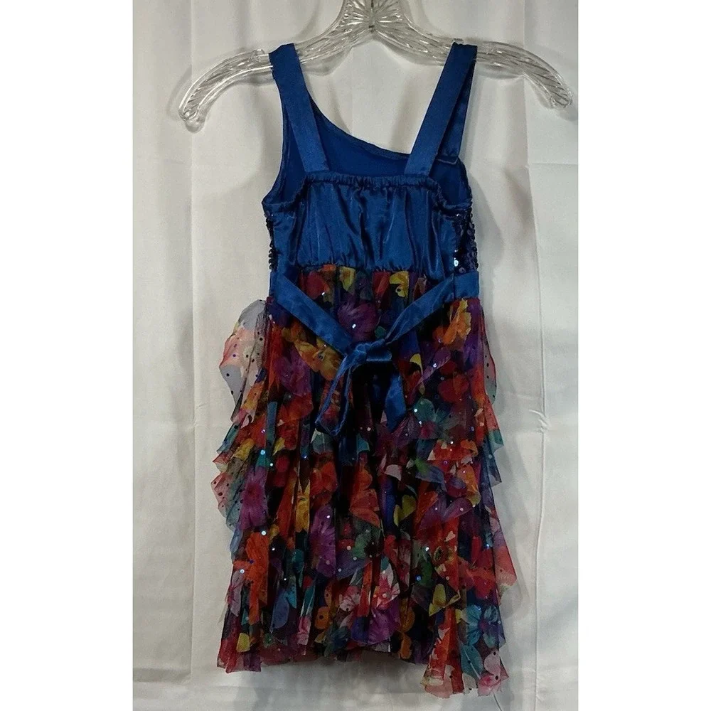Excellent Outstanding Justice Dress Blue Sequenced Top Size 7